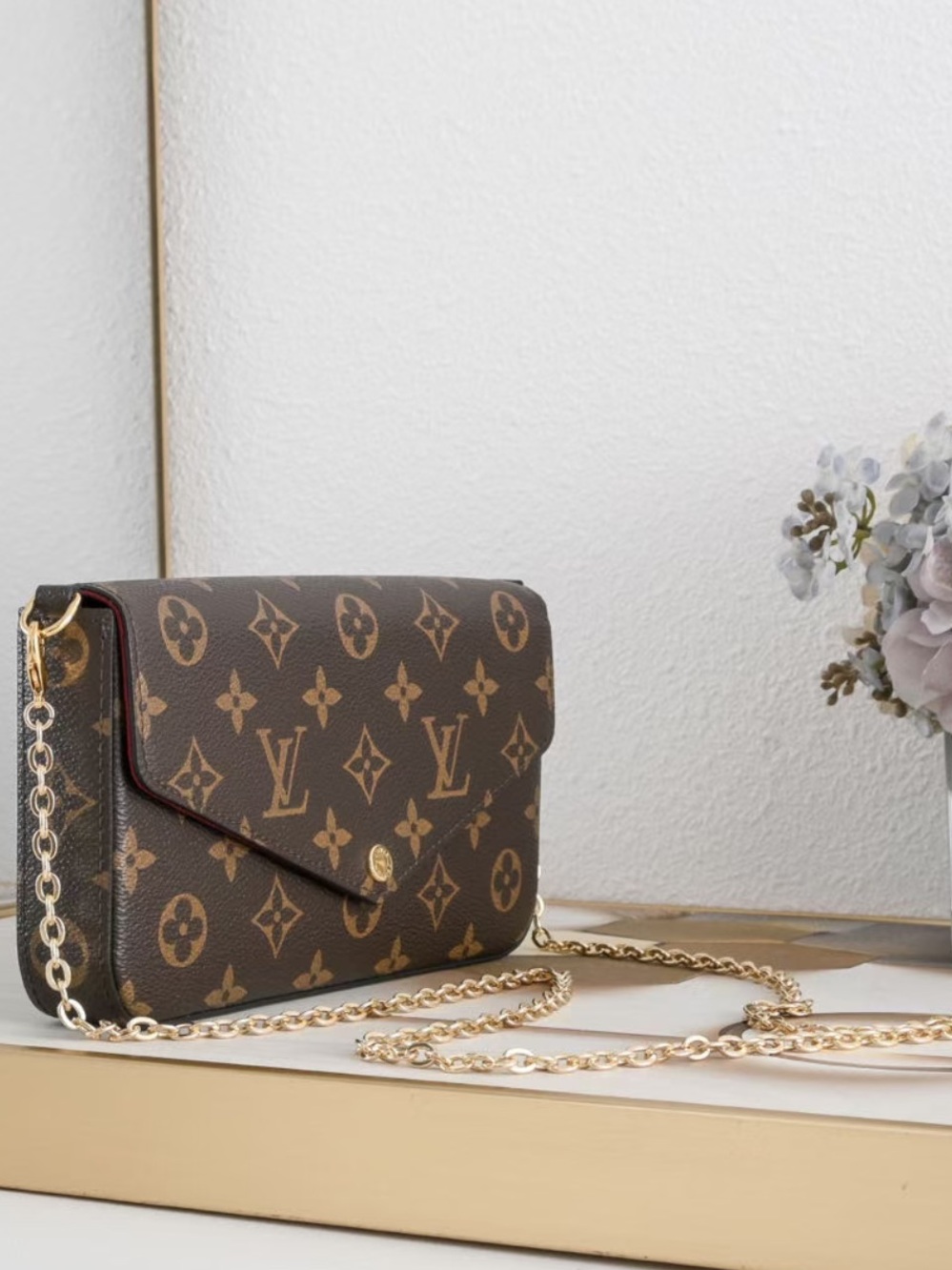 Louis Vuitton Brown Monogram Chain Crossbody Wallet